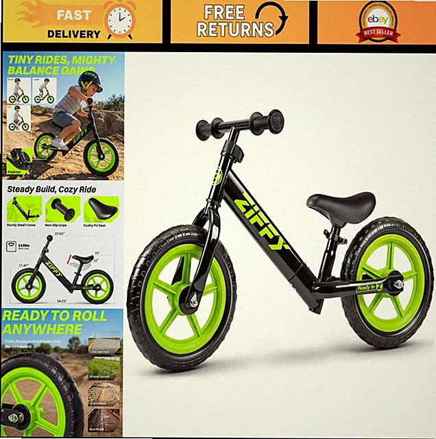 12" No-Pedal Balance Bike for Toddlers 2-5 Years, Lightweight Steel Frame, Outdo