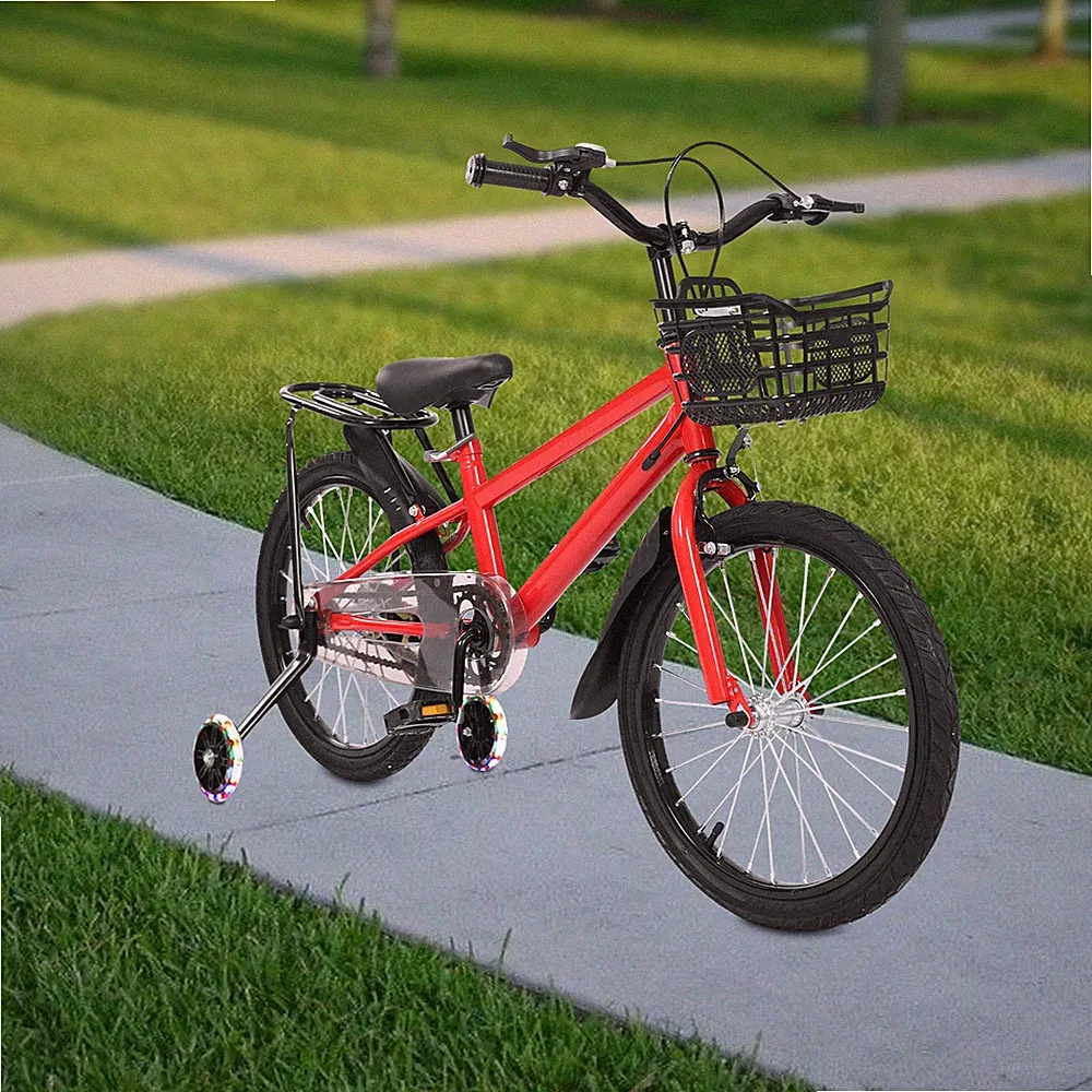 18 Inch Kids Bike Children Boys Girls Bicycle Bike Red with Training Wheels