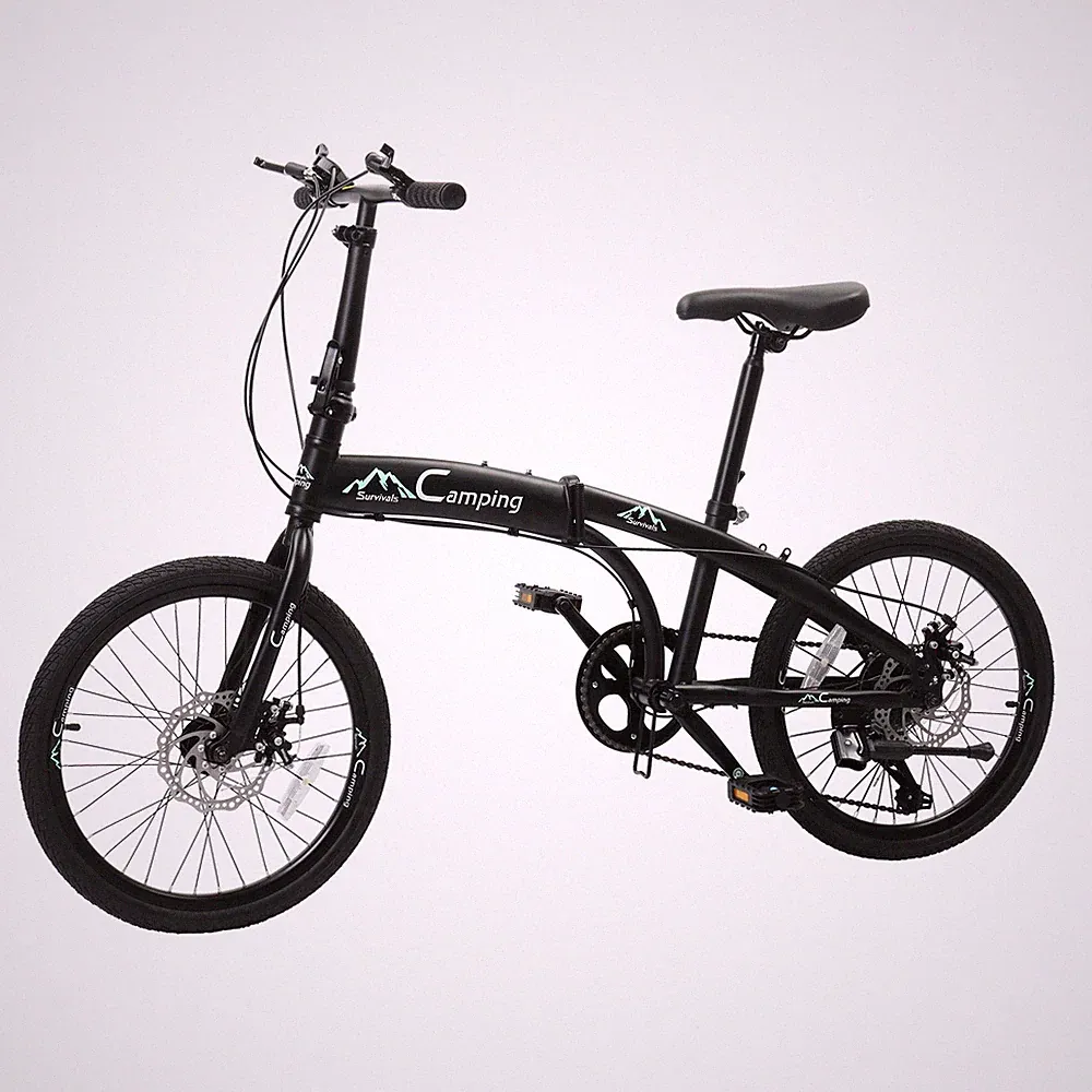 20" Foldable Commuter Bicycle,150kg High Carbon Steel Frame, Black