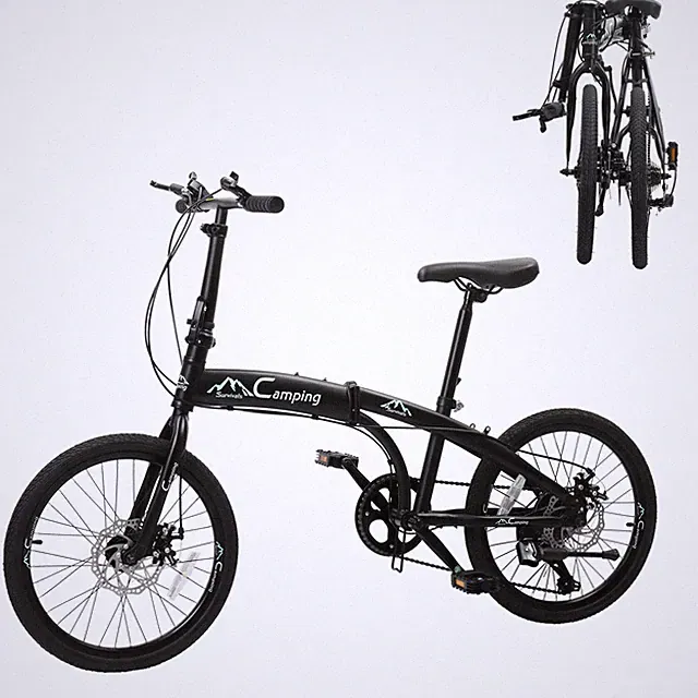 20" Folding Commuter Bike 7-Speed Shimano 150kg Capacity Black Bicycles