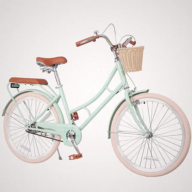 24" Beach City Bike – High Carbon Steel Frame,Front Basket,Comfortable City Ride