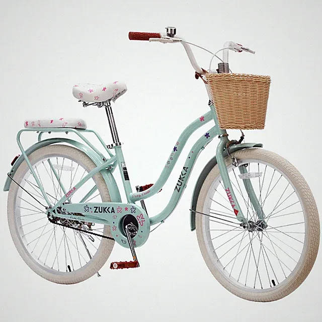 24" Girls Cruiser Bike, Single Speed w/ Basket & Rear Rack, High Carbon Steel
