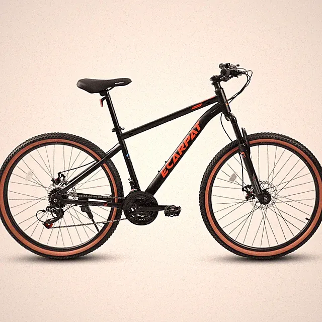 24 In Mountain Bike High Carbon Steel Frame Disc Brakes Brown Edge Tires Cycling