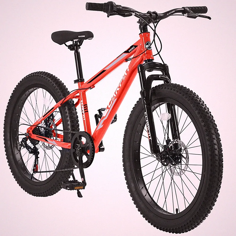 24 Inch Fat Tire Bike Adult Youth High-Carbon Steel Front Suspension Bicycle