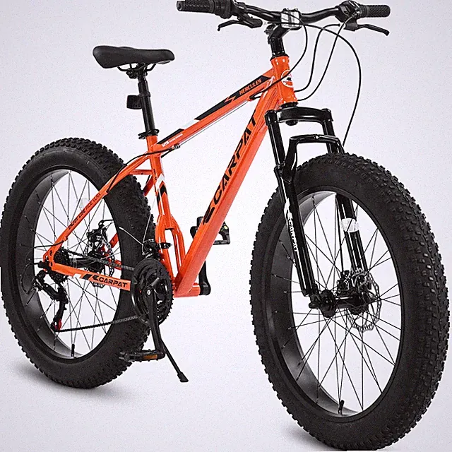 26" Fat Tire Mountain Bike, Full Shimano 21 Speed, High-Carbon Steel Frame