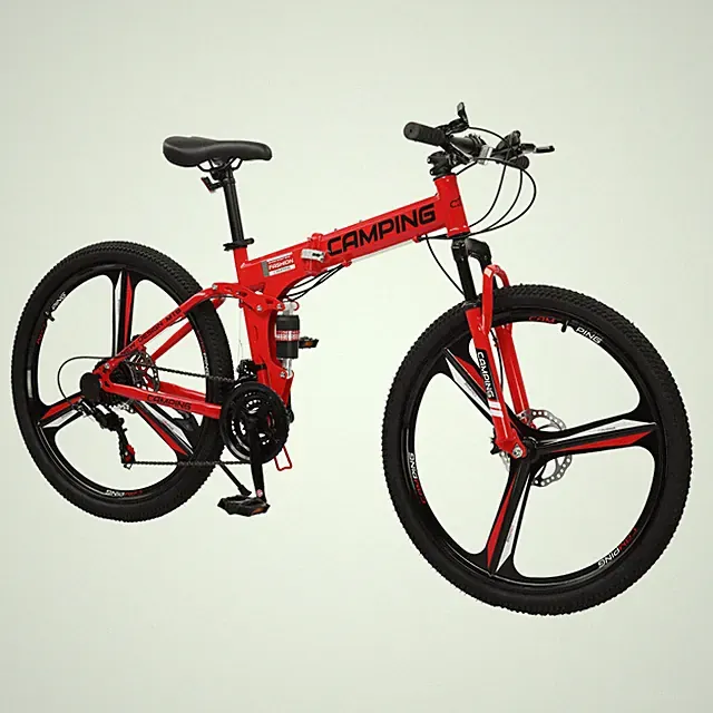 26" Folding Bike Full Suspension Mountain Bike 21 Speed Bicycle High Carbon Stee