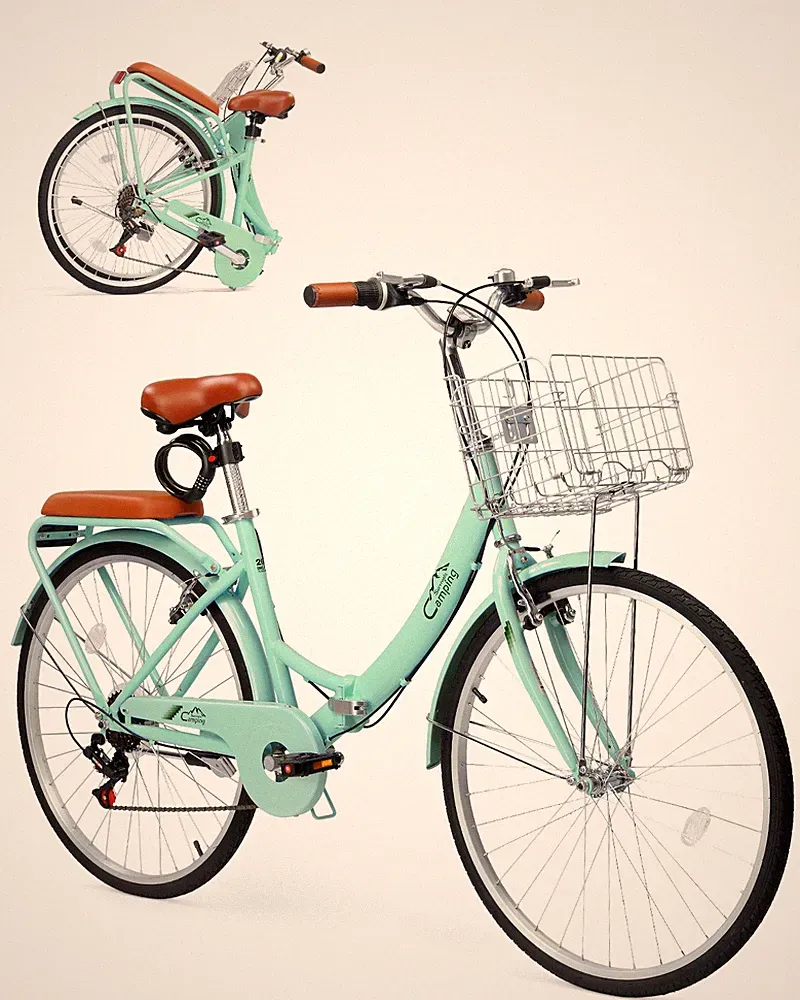 26 Inch Foldable Bike Folding Bicycle,7 Speed High-Carbon Steel Cruiser Bicycle