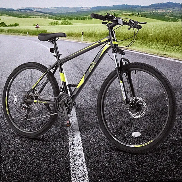 26'' MTB 21 Speeds Mountain Bicycle Double Disc Brake High Carbon Steel Frame US