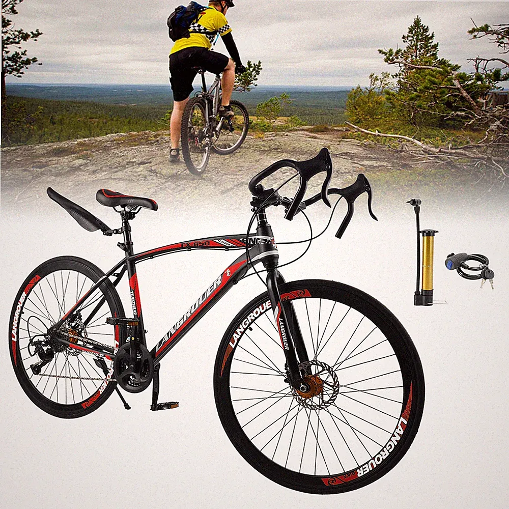 27 speed Road Bike Racing Bicycle 700C 26" Wheels Adult Black+Red US