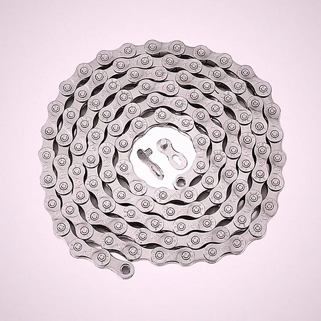 9 Speed Bike Chain, Silver Plated, 116 Links, Compatible with Shimano SRAM