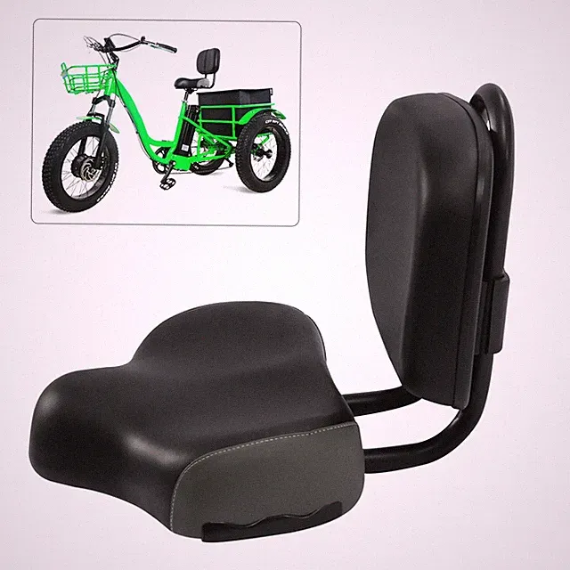 Black Backrest Saddle Bikes Bicycle Tricycle Cruiser Saddle Seat with Backrest