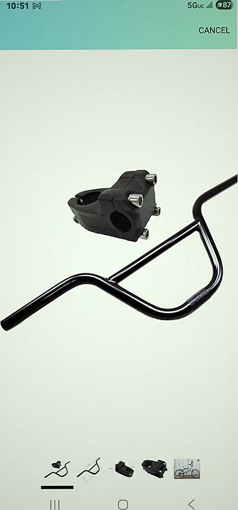 BMX Handlebar with Stem Swallow Shaped High-Carbon Steel 585mm 22.2mm Handle Bar