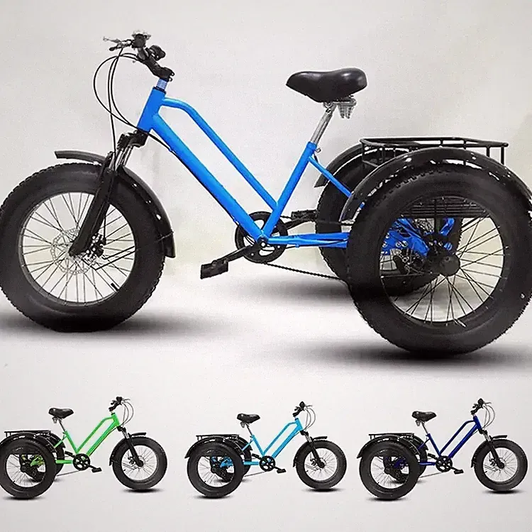High Carbon Steel 7 Speed 20in Fat Tire Pedal Tricycle Trike Bicycle
