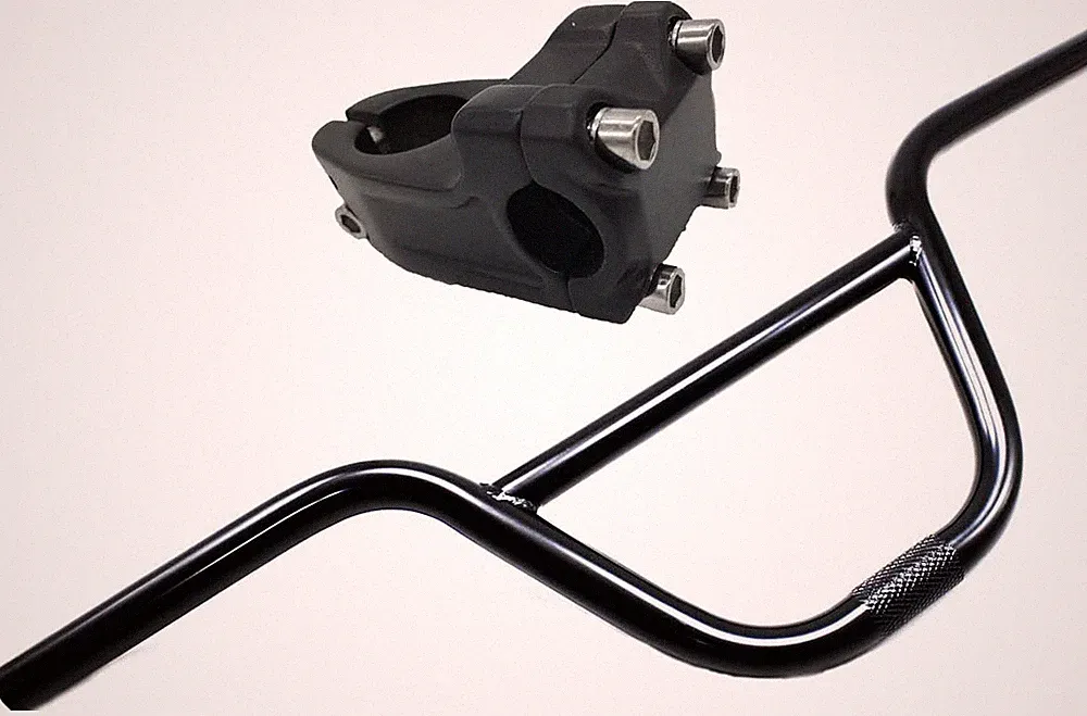 High-Carbon Steel BMX Handlebar with Stem - 585mm, Black Bike Accessory