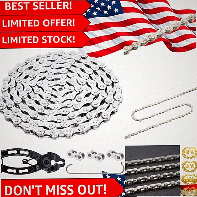 High-Performance 6/7/8/9/10/11 Speed Carbon Steel Bike Chain - 116 Links, Silver