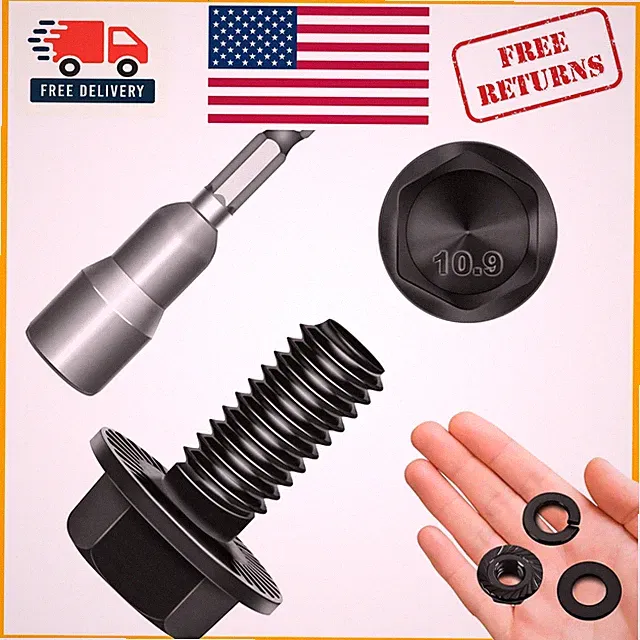 High-Strength M6x1.0 Flanged Hex Bolt Set - 40 Pieces for Versatile Applications