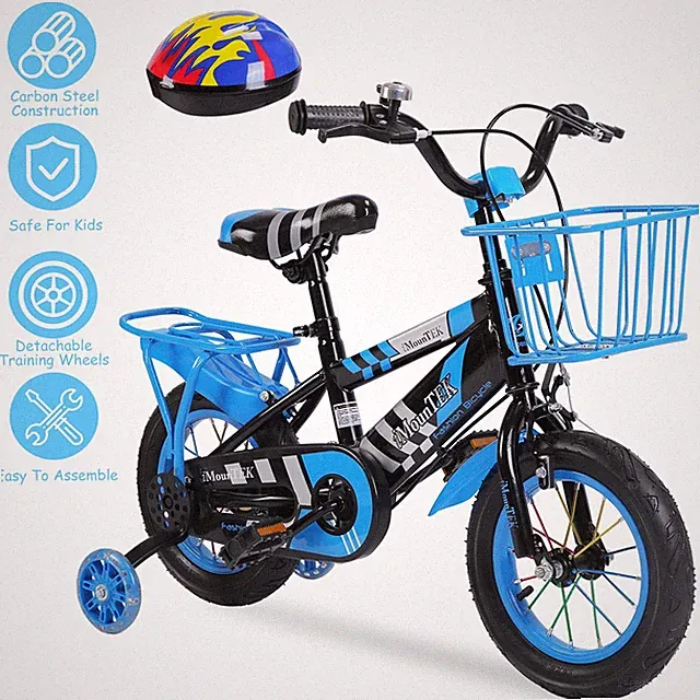 iMounTEK Kids High Carbon Steel Bicycle Bike with Training Wheels Helmet Basket