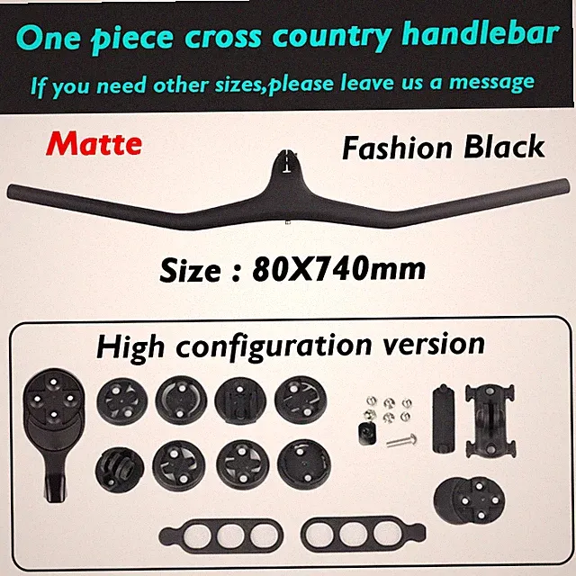 Integrated Handlebar with Stem Carbon Fiber Mountain Bicycle Riser Handlebar