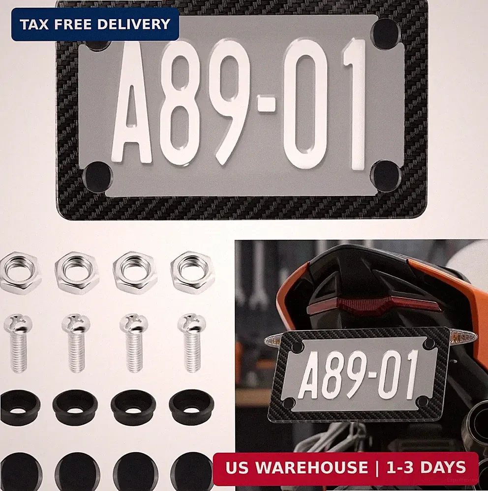 Motorcycle Carbon Fiber License Plate Frame,Stainless Steel Motorcycle License P
