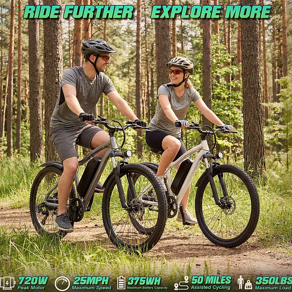 Peak 720W Electric Mountain Bike 36V 26" City Bicycle 30Miles Ebike Adults Teens