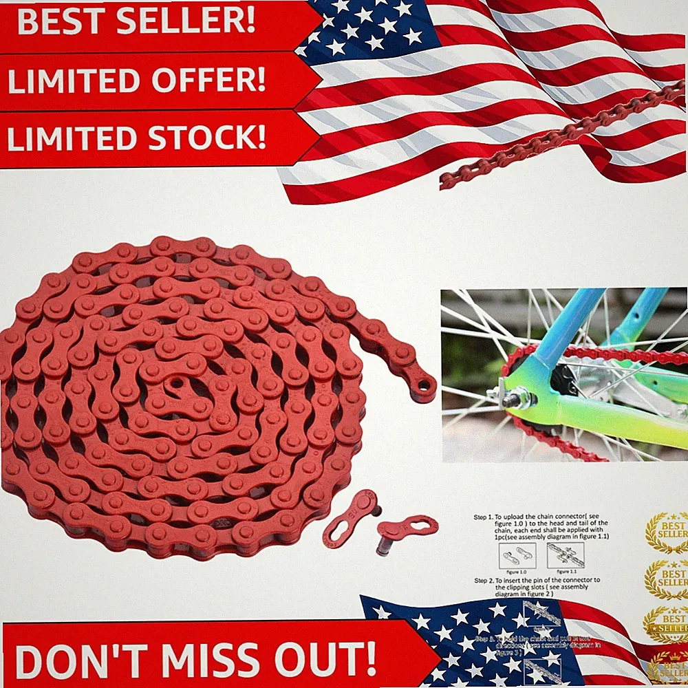 Stunning Red High Carbon Steel Bicycle Chain 1/2" x 1/8" for Singlespeed Bikes