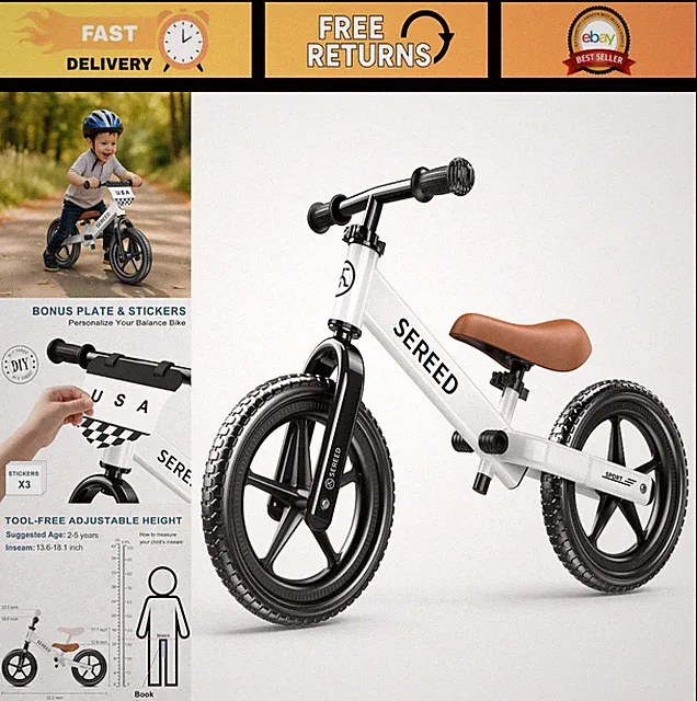 Toddler Balance Bike for 2-5 Years, No Pedal Kids Toy, Adjustable Height, Gift f