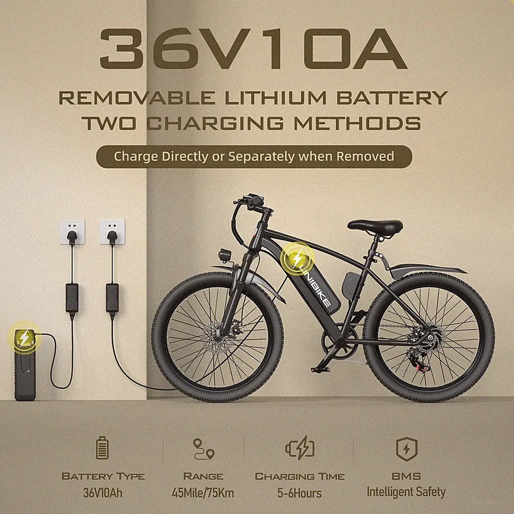 Unibike 36V 10AH Battery Electric City Hybrid Bike Electric Mountain Bike