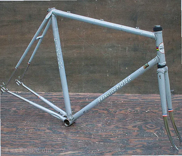 Vintage 58cm Francesco Moser Cizeron RoadBike FRAME FORK 531 Steel Huret Bicycle